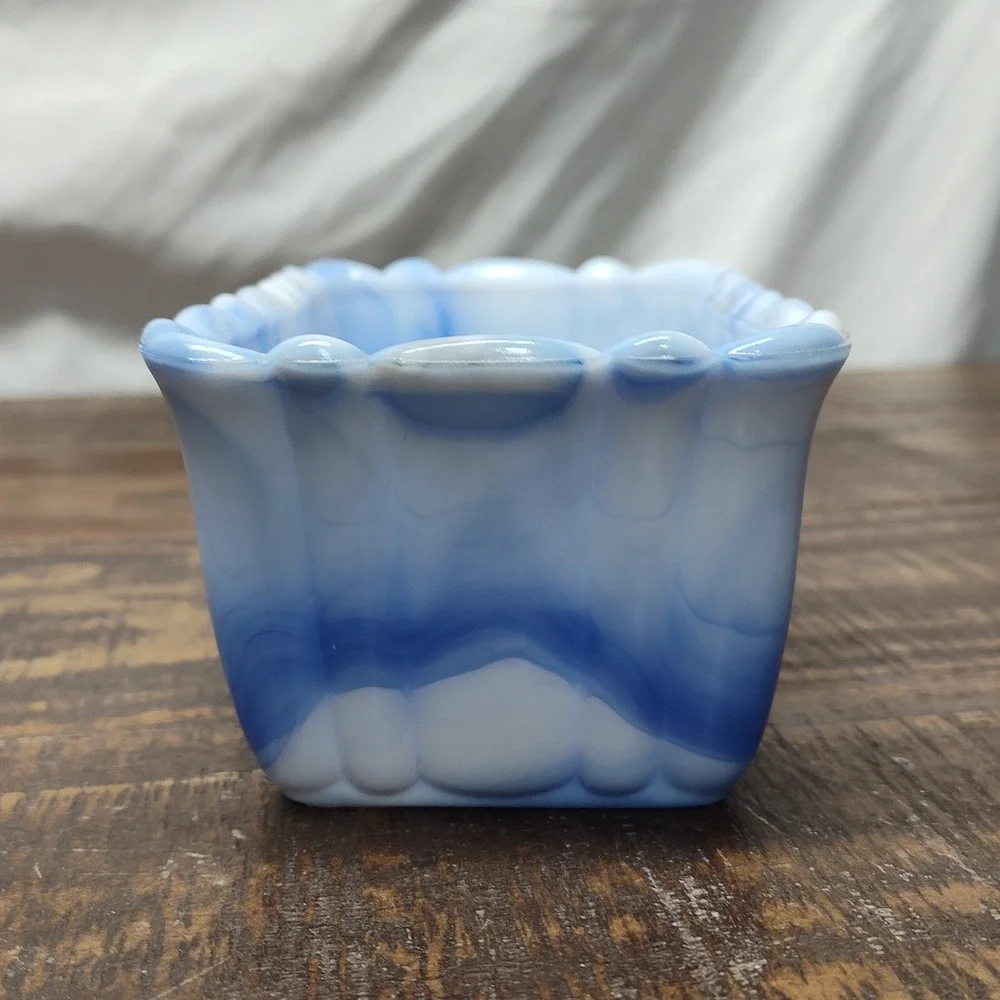 Vintage Akro Agate Bowl Made in the USA marble ruffled edge